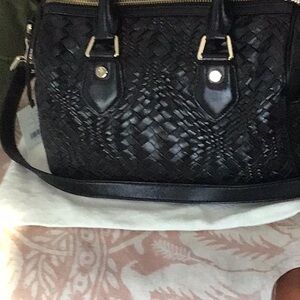 Cole Haan Black Leather Crossbody Bag NWT Jade Optical Weave